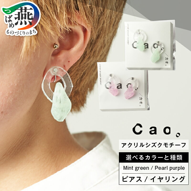 【ふるさと納税】 アクリルシズクモチーフ ピアス / イヤリング mint green / pearl purple 選べる 種類 カラー 【 雫 アクリル クリア サージカルステンレス 立体感 手作り アクセサリー ギフト プレゼント Cao。 新潟県 燕市 燕三条 】 [10002992]