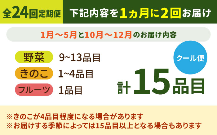 【毎月24回コース】豪華！野菜 セット 15品目以上 24回 定期便 / 野菜 フルーツ きのこ 詰め合わせ 南島原市 / 吉岡青果 [SCZ003]