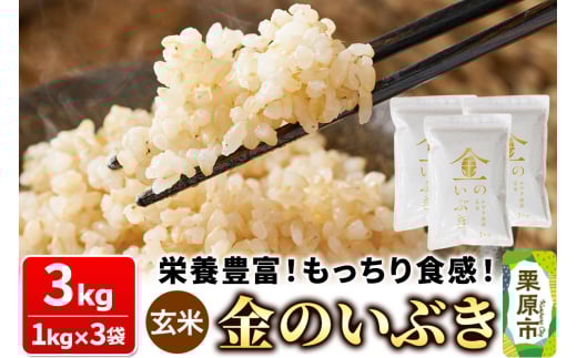 米【玄米】金のいぶき 3kg（1kg×3袋）