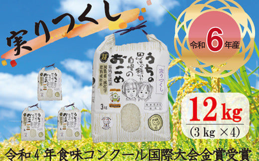 M194-2〈順次発送〉【令和6年産】新米 米・食味コンクール国際大会金賞米「実りつくし」12㎏