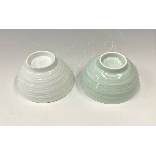 中仙窯 有田焼 白磁・青白磁飯碗セット お茶碗 夫婦茶碗 ペア （中尾純作） A25-271_イメージ5