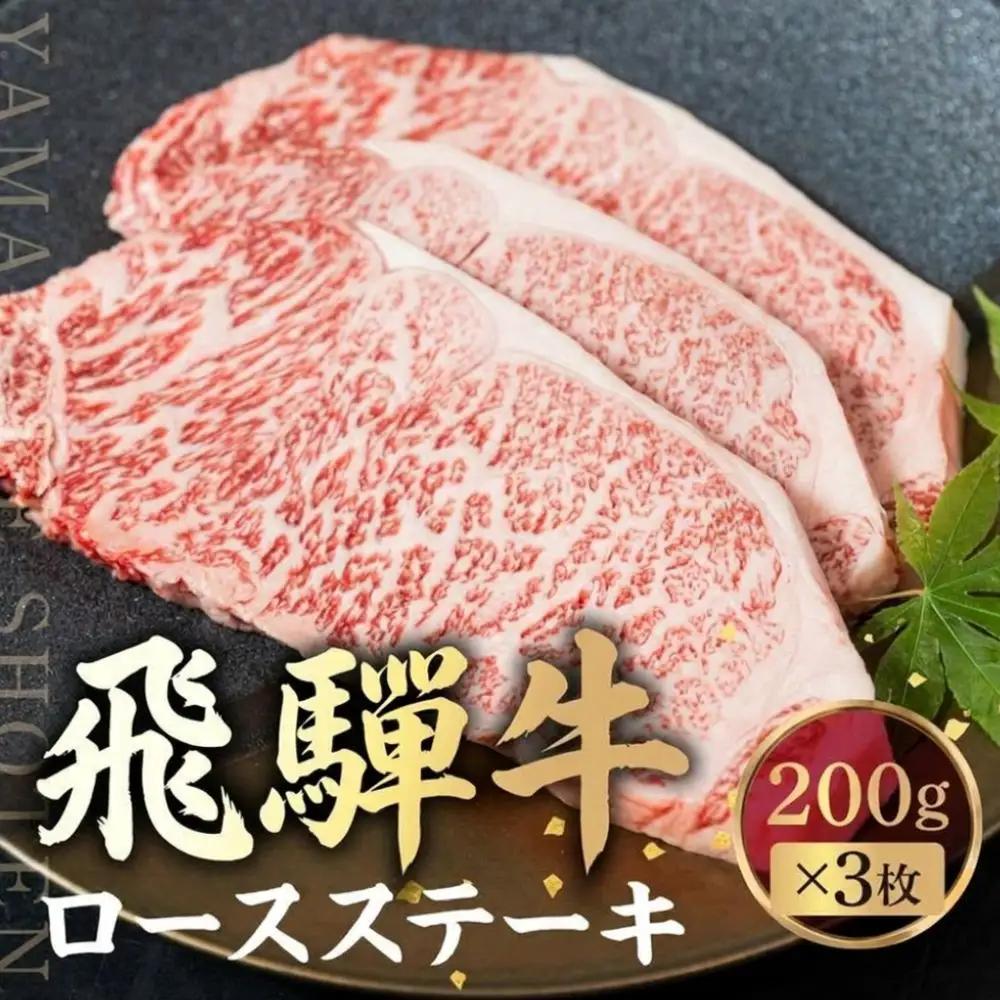 飛騨牛 ロースステーキ 200g×3枚 | 旨味を瞬間冷凍 黒毛和牛霜降り ステーキ 山武商店 LZ018VC13