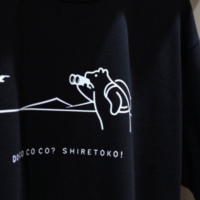「知床トコさん」×久米繊維　コットンTシャツ　双眼鏡柄/黒　Mサイズ　半袖【配送不可地域：離島・沖縄県】
