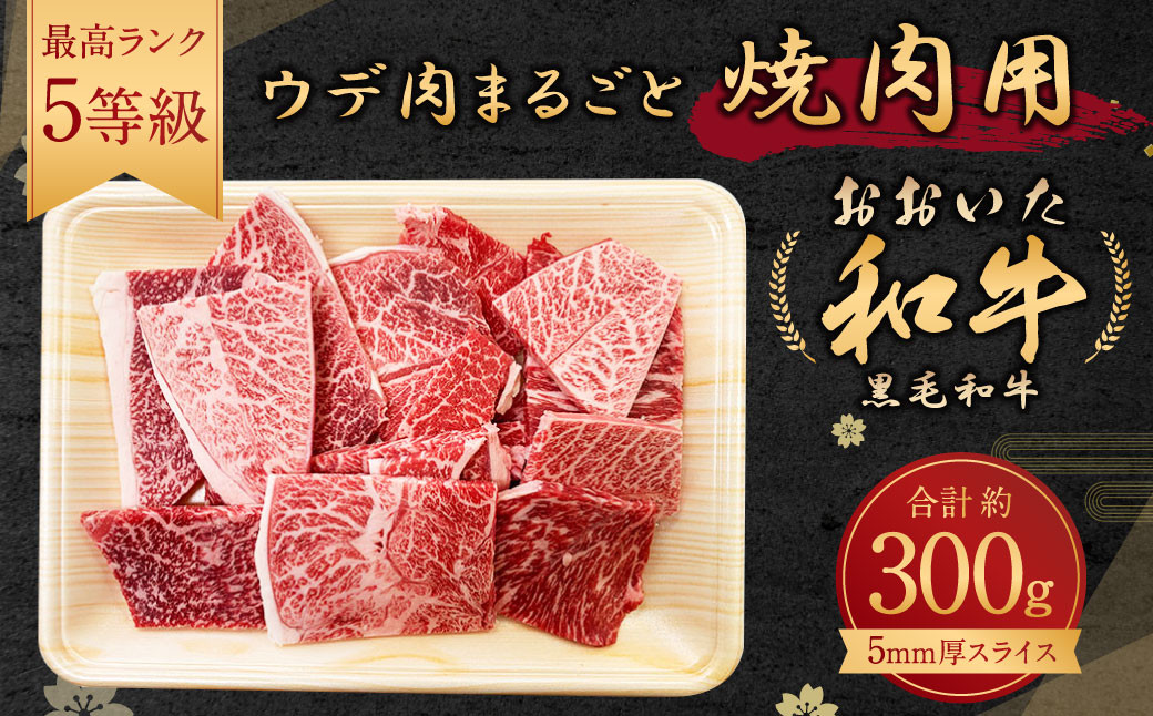 
108-552 おおいた和牛 ウデ肉 まるごと 焼肉用 5mm厚スライス 300g 冷凍
