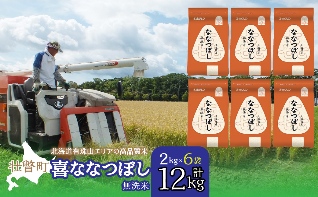 
                  【令和7年産 】（無洗米12kg）ホクレン喜ななつぼし（2kg×6袋）【ふるさと納税 人気 おすすめ ランキング 北海道産 米 こめ 無洗米 白米 ご飯 ごはん ななつぼし 12kg 北海道 壮瞥町 送料無料】 SBTD113
                