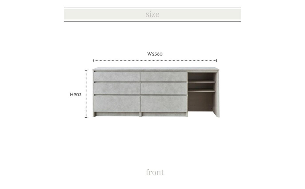 NOT カウンター スペースタイプ 238cm シェルホワイト 通常レール