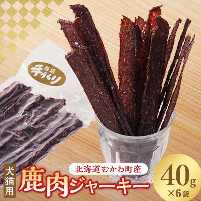 ふるさと納税 むかわ町 【北海道むかわ町産】鹿肉ジャーキー(犬猫用) 40g×6袋