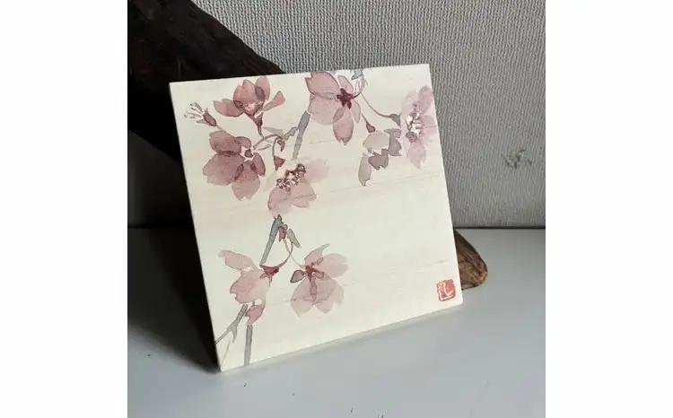 小さな襖絵　さくら 〈 絵画 アートパネル インテリア おしゃれ 壁掛け 桜 和 花 植物 自然 軽量 玄関 寝室 部屋 ピンク リビング  アート プレゼント ギフト  〉 さくら2