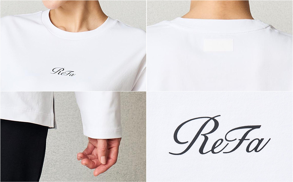 【ホワイト LLサイズ】リファ バイタルテック コンフォートジャージー クルーネックロングTシャツ