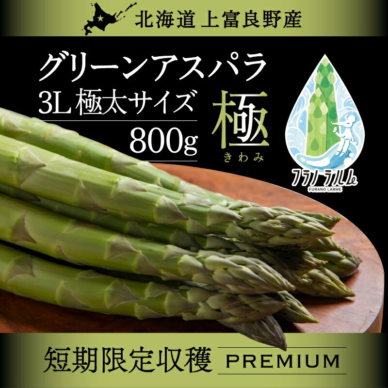 【ふるさと納税】【令和8年産】 先行予約 北海道 上富良野産 アスパラガス 3L サイズ 800g アスパラ 上富良野町 先行予約 　お届け：2026年4月1日～2026年4月25日