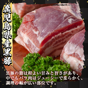 鹿児島県産黒豚バラブロック約500g×3P（計1.5kg） 国産 九州産 黒豚 くろぶた 豚肉 ぶた肉 お肉 豚バラ バラ 冷凍 煮込み 角煮 チャーシュー 丼 【ナンチク】_y446