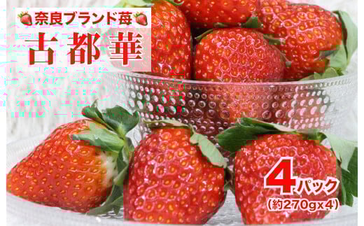 いちご 古都華 ことか 古都華 270gx4パック 計1080g 苺 セット 高評価 フルーツ 果物 旬 産地直送 農家直送 完熟 旬のフルーツ 旬の果物 お取り寄せ おやつ デザート ことか イチゴ 苺 冷蔵 冷蔵配送 奈良 奈良県