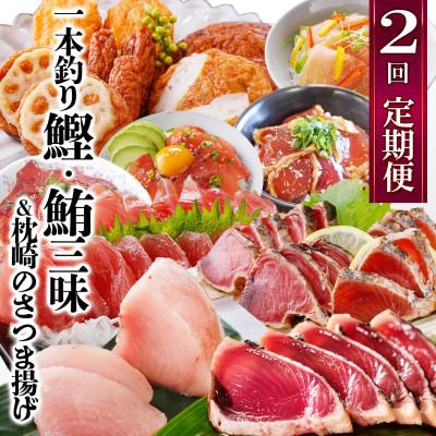 ふるさと納税 枕崎市 定期便(2回配送)一本釣りかつお・まぐろ三昧　(さつまあげも) DD-6005