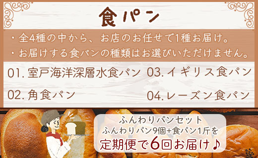 【6回定期便】苺屋 ふんわりパンいろいろ詰合せ （合計ふんわりパン54個＋食パン6斤）- 惣菜パン 菓子パン パンセット 食べ比べ おまかせ カレーパン 塩パン メロンパン 冷凍 Wit-0077