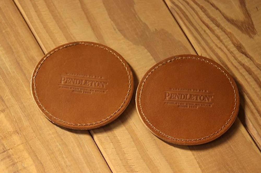 本革レザーコースターｘPENDLETON　【Tucson Khaki】2個  Z104VC03セット  _イメージ5