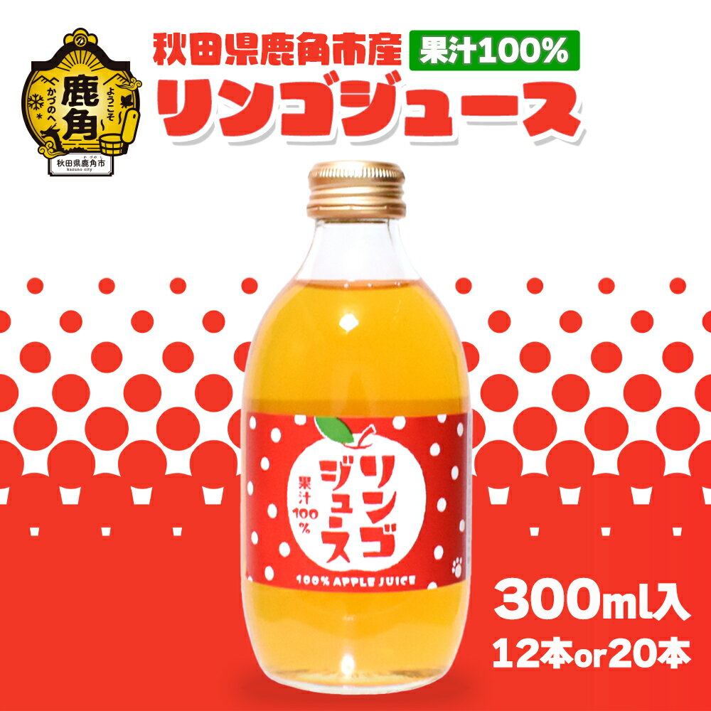 【ふるさと納税】秋田県鹿角市産 果汁100％ リンゴジュース 300ml（12本／20本）飲みきりタイプ りんごジュース ストレート 果汁 さっぱり リンゴ 完熟 旬 お中元 お歳暮 贈り物 お見舞い グルメ ギフト 故郷 秋田 あきた 鹿角市 鹿角 送料無料 【ケーケー農園】