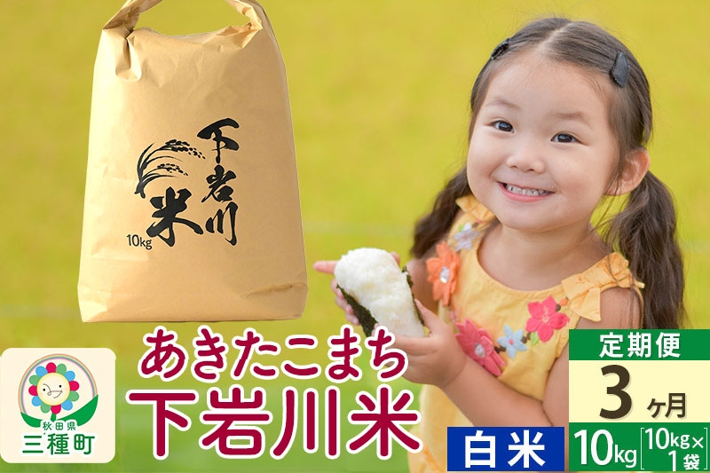
            【R8年新米予約】 《3ヶ月定期便》【白米】あきたこまち 10kg(10kg×1袋) 秋田県三種町産 令和8年産 下岩川米
          
