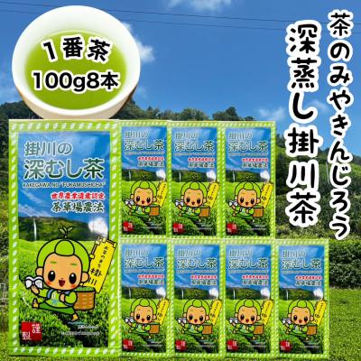 ふるさと納税 掛川市 一番茶100%使用　世界農業遺産　茶草場農法　茶のみやきんじろう深蒸し掛川茶　8本セット