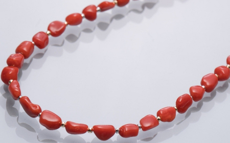 赤サンゴネックレス【約60cm】変わった形の枝_kn071