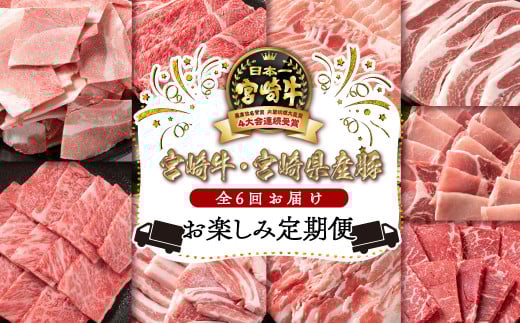 【1月発送開始】宮崎牛＆宮崎県産豚肉６ヶ月定期便 お楽しみコース 牛肉 豚肉 焼肉 すき焼き しゃぶしゃぶ とんかつ等 ミヤチク 内閣総理大臣賞4連覇＜8-10＞すき焼肉 すき焼き肉●