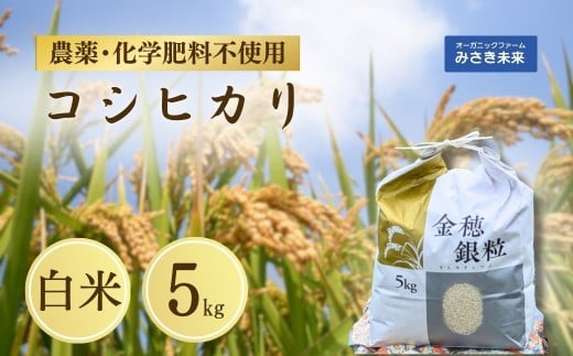令和7年産 新米 コシヒカリ 白米 5kg | 無農薬 農薬不使用 化学肥料不使用 精米 お米 米 こめ コメ 福島産 福島県産 南相馬 みさき未来