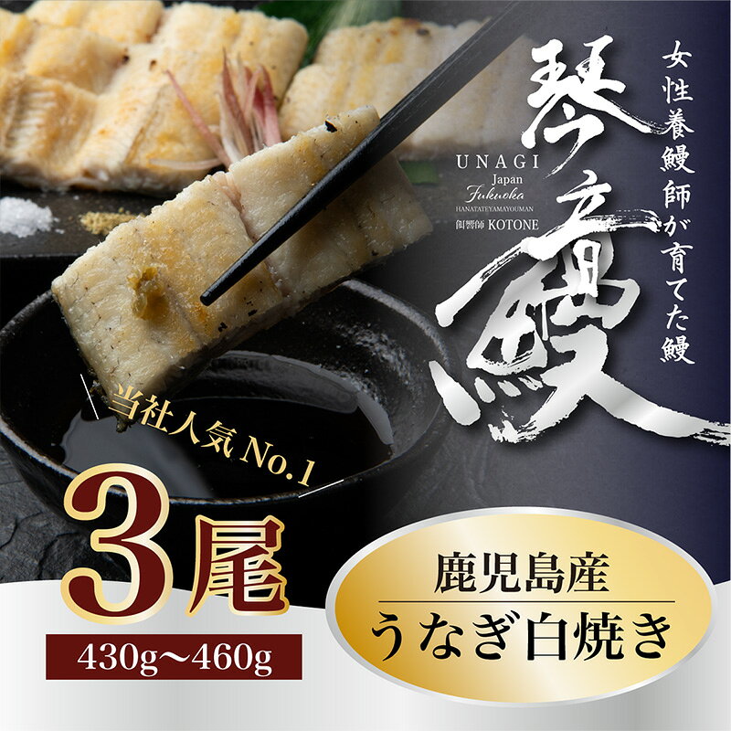 【ふるさと納税】国産 うなぎ 白焼き（鹿児島県産） 3尾 (430〜460g) 【国産100％ 鰻 ウナギ 白焼 土用丑の日 丑の日 冷凍 魚介 海鮮 おかず お祝い ご褒美 贅沢 おすすめ 人気 花立山養鰻 福岡県 筑前町 HY006】