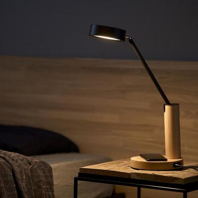 ふるさと納税 角田市 LEDデスクライトQi充電シリーズ平置きタイプ調光調色　LDL-QF02DL-T　ウッド |  | 01