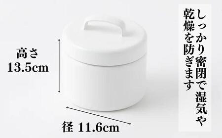 にちにち道具 ラウンドキャニスター Ｍサイズ 琺瑯でできた 円形のフタ付き 保存容器 00307557