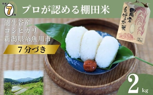 令和7年産  新潟県能生谷産コシヒカリ（7分づき）2kg プロも認める棚田米 農家直送 2025年産 JATs有限会社【新潟県 糸魚川市 米 お米 こめ コメ ご飯 ライス ふるさと納税米 ブランド米 おすすめ ギフト 2キロ 精米 白米 人気 食品 胚芽米】