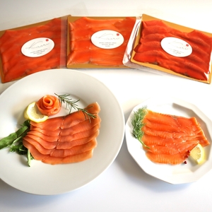 《スモークサーモン3種セット》計480g (紅鮭･トラウト･アトラン 各160g×2)【Kaori-薫】[1153]