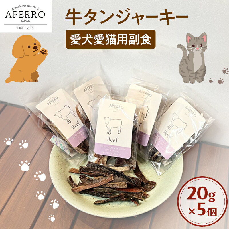 【ふるさと納税】愛犬愛猫用副食 牛タンジャーキー 20g×5個 ペット ペット用おやつ ペットフード 愛犬 愛猫 わんちゃん ねこちゃん 犬 猫 牛タン 牛肉 ご褒美