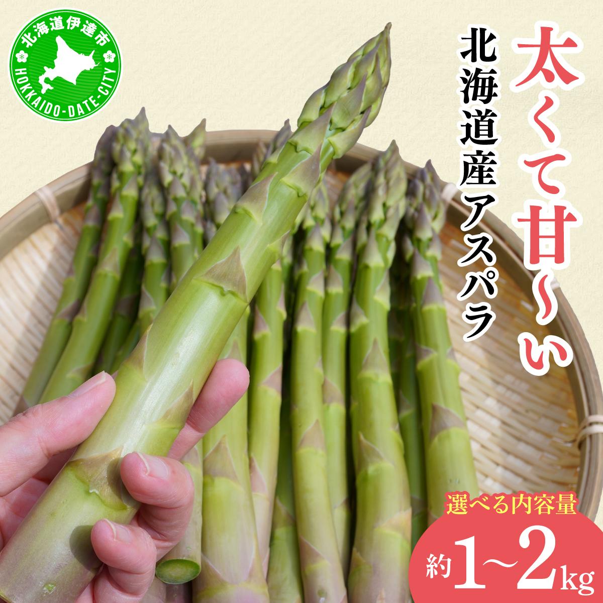 【ふるさと納税】【2026年先行予約】＜選べる容量＞太くてあまーい 北海道産 春芽 アスパラ (約1〜2kg／LL中心＋3L・L混合) 先行予約 新鮮 採れたて直送 旬 野菜 あすぱら 農家直送 北海道