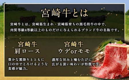 ＜宮崎牛 すきしゃぶ 2種 (赤身霜降り)＞入金確認後、翌月末迄に順次出荷【c1193_mc_x2】 計約900g 肩ロース ウデorモモ 新生活応援 卒業祝い 就職祝い 入学 卒業 お花見 引越し