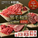 【ふるさと納税】定期便 全3回 黒毛和牛定期便 定期 定期的 牛肉定期便 牛肉 牛 肉 お肉 ロース 赤身 ステーキ サーロイン ハンバーグ 国産牛 宮崎県産 国産 セット 味比べ 食べ比べ 焼肉 BBQ 惣菜 お惣菜 おかず 宮崎創業40年 老舗 ハンバーグ店 平家の郷 宮崎市 送料無料