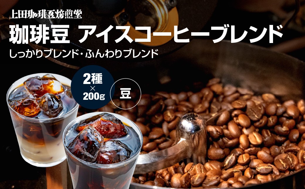 
                  【上田珈琲豆焙煎堂】珈琲豆 アイスコーヒーブレンド 200g×2種 セット 【豆】 HNNBM005
                