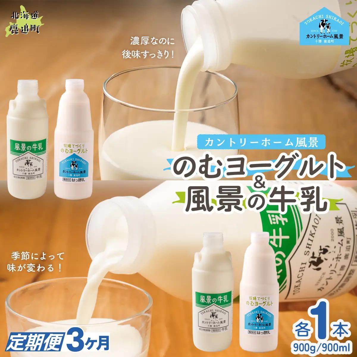【定期3ヶ月】のむヨーグルト900g 風景の牛乳900ml 各1本 SKB092