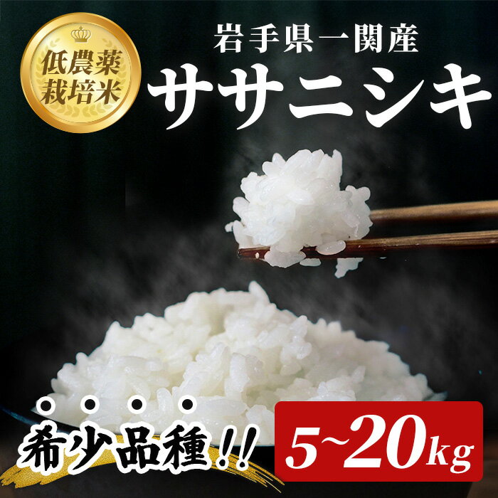 【ふるさと納税】＜令和8年産 新米先行予約＞ 低農薬栽培 ササニシキ 精米 選べる 5kg 10kg 20kg ふるさと納税 お米 お弁当 弁当 料理 おにぎり おむすび 食品 ギフト プレゼント 贈り物 贈答品 岩手県 一関市