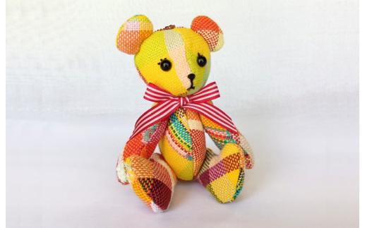 さをり織り くまちゃん ぬいぐるみ キーホルダー【思いやり型返礼品（支援型）】障がい者支援 福祉作業所 障害者 手作り