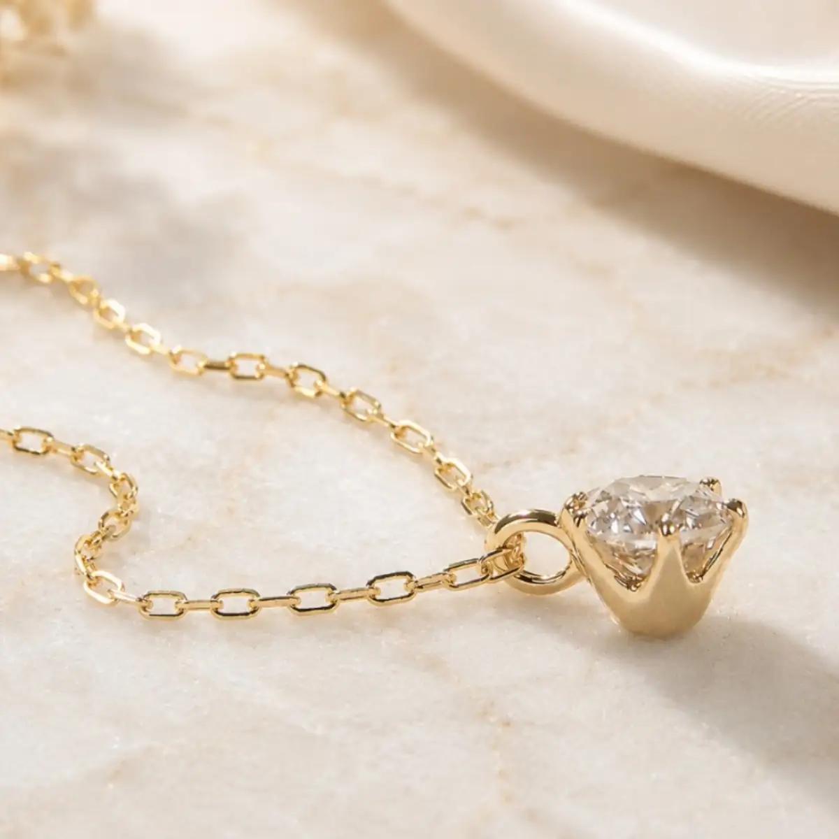 K18YG【0.20ct】６本爪一粒ダイヤモンドペンダントネックレス EmN0171-18Y SWCJ017-b