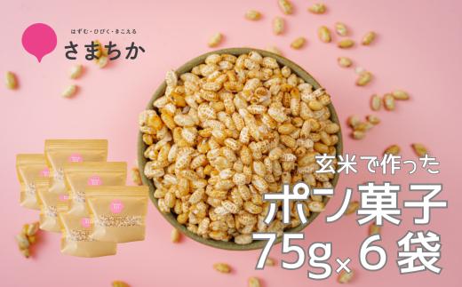 【ポン菓子 75g×6袋 かわじまポップライス】玄米使用 特別栽培米 コシヒカリ お菓子 おやつ おつまみ 朝食 シリアル かわじま町の天領米 麹 甘酒 甘酒で味付け 甘さ控えめ 懐かしい サクサク 乾燥剤入り ジッパー付き ぽん菓子