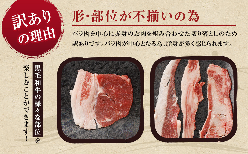 【訳あり】【数量限定】 黒毛和牛 バラ 切落し 約1.3kg（650g×2パック）