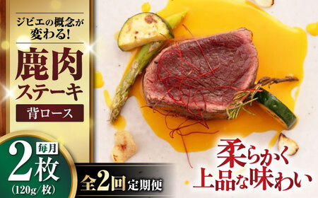 【全2回定期便】鹿肉 背ロース 2枚  ジビエ 赤身 冷凍配送 [AJAO067]