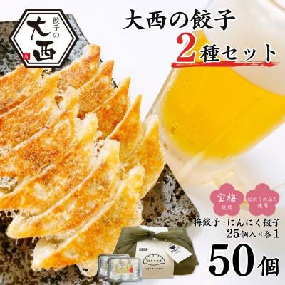 ふるさと納税 田辺市 大西の梅餃子とにんにく餃子セット ギフトBOX 計50個 (25個入り×2パック)【gyz017】