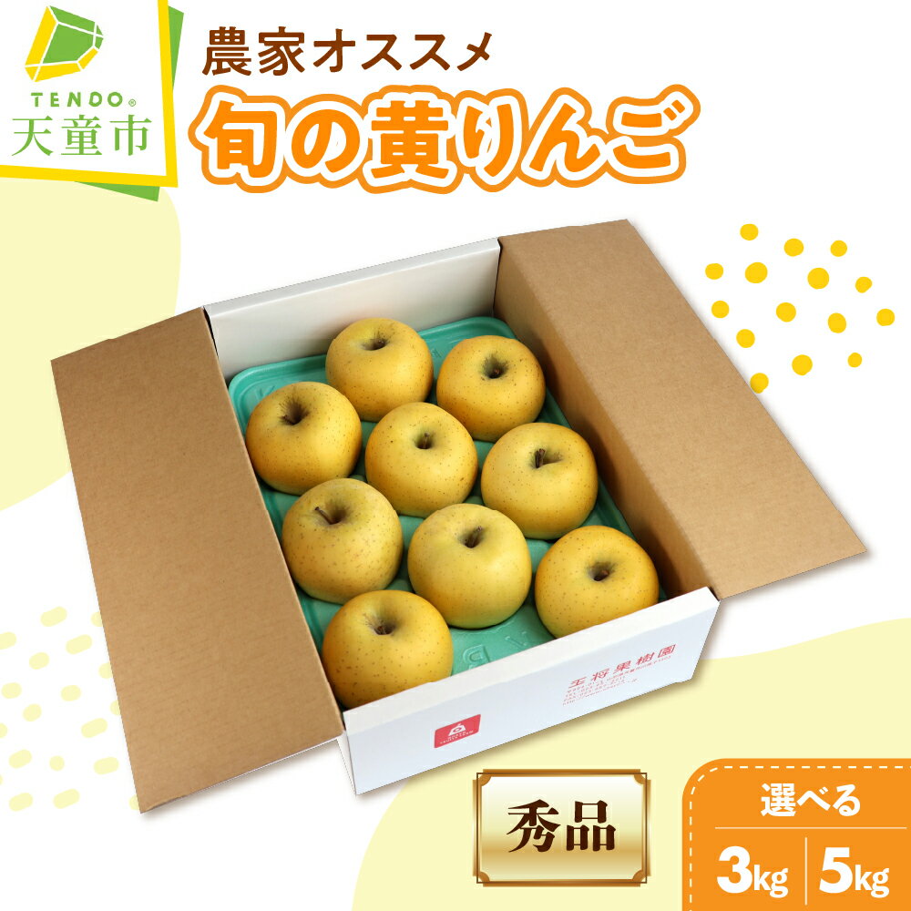 【ふるさと納税】農家 オススメ 旬 の 黄 りんご 選べる 3kg / 5kg リンゴ ぐんま名月 トキ シナノゴールド 王林 はるか 果物 フルーツ ご家庭用 のし 贈答 ギフト プレゼント おすそ分け お取り寄せ 旬 秋 期間限定 送料無料 先行予約 【 山形県 天童市 】
