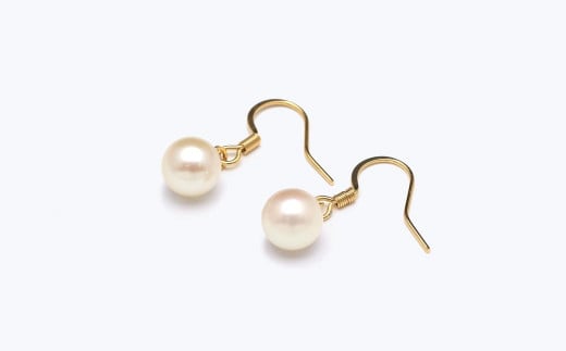 あこや真珠 (7-7.5mm) フックピアス サージカルステンレス使用 (ゴールド色) ／ アクセサリー ジュエリー ピアス パール 長崎県 長崎市