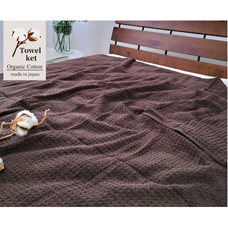 【ふるさと納税】タオルケット シングル 145×190cm ブラウン オーガニック コットン 薄手 肌掛け 肌掛け布団 夏掛け 夏掛け布団 肌布団 掛け布団 夏 布団 高級 綿100% 日本製 寝具 大阪 大阪府 岸和田市　お届け：お申し込み後、3週間程度で順次発送予定