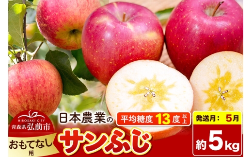 【27年5月クール便発送】りんご サンふじ【おもてなし用】約5kg【CA貯蔵】平均糖度13度以上 青森県 弘前市 果物 フルーツ 林檎 リンゴ くだもの [先行予約 クール便 産地直送 アップル 青森県 弘前市]