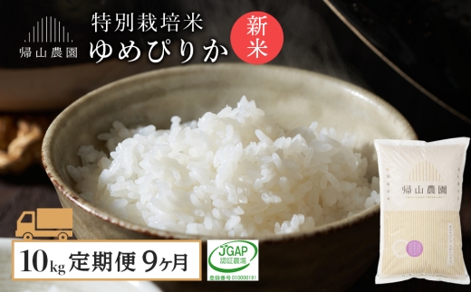 【新米予約】【9カ月定期便】特別栽培米産地直送「ゆめぴりか 10kg」《帰山農園》