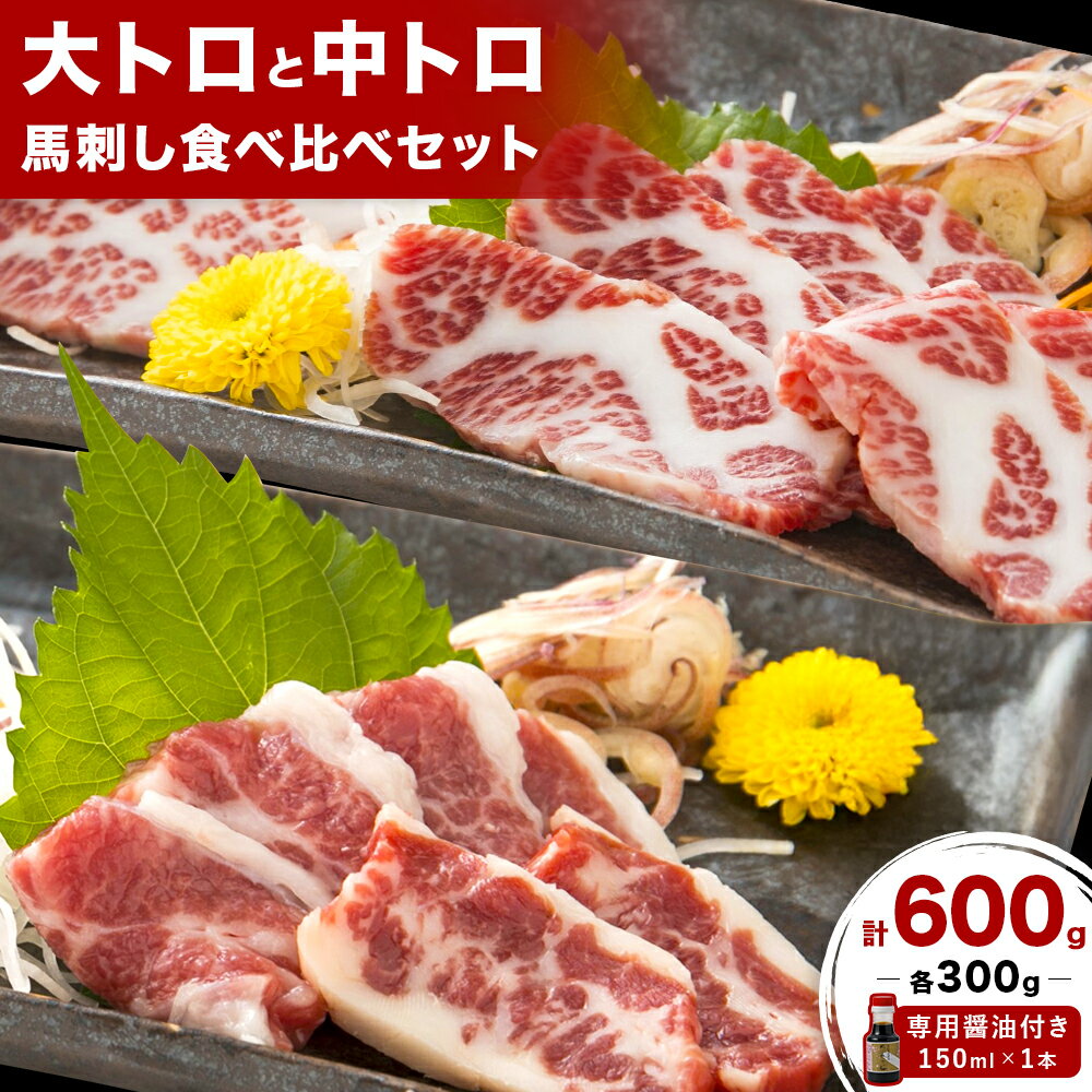 【ふるさと納税】 大トロ 中トロ 馬刺し 各300g 食べ比べ 計600g (専用醤油付き150ml×1本) 桜屋 《30日以内に出荷予定(土日祝除く)》 熊本県 南阿蘇村 送料無料 肉 馬肉 馬さし