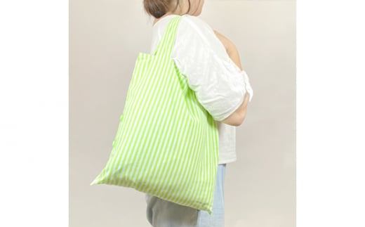 手作りエコバッグキット・蛍光グリーン ／ リサイクル生地 縦長 横長 大阪府 No.287